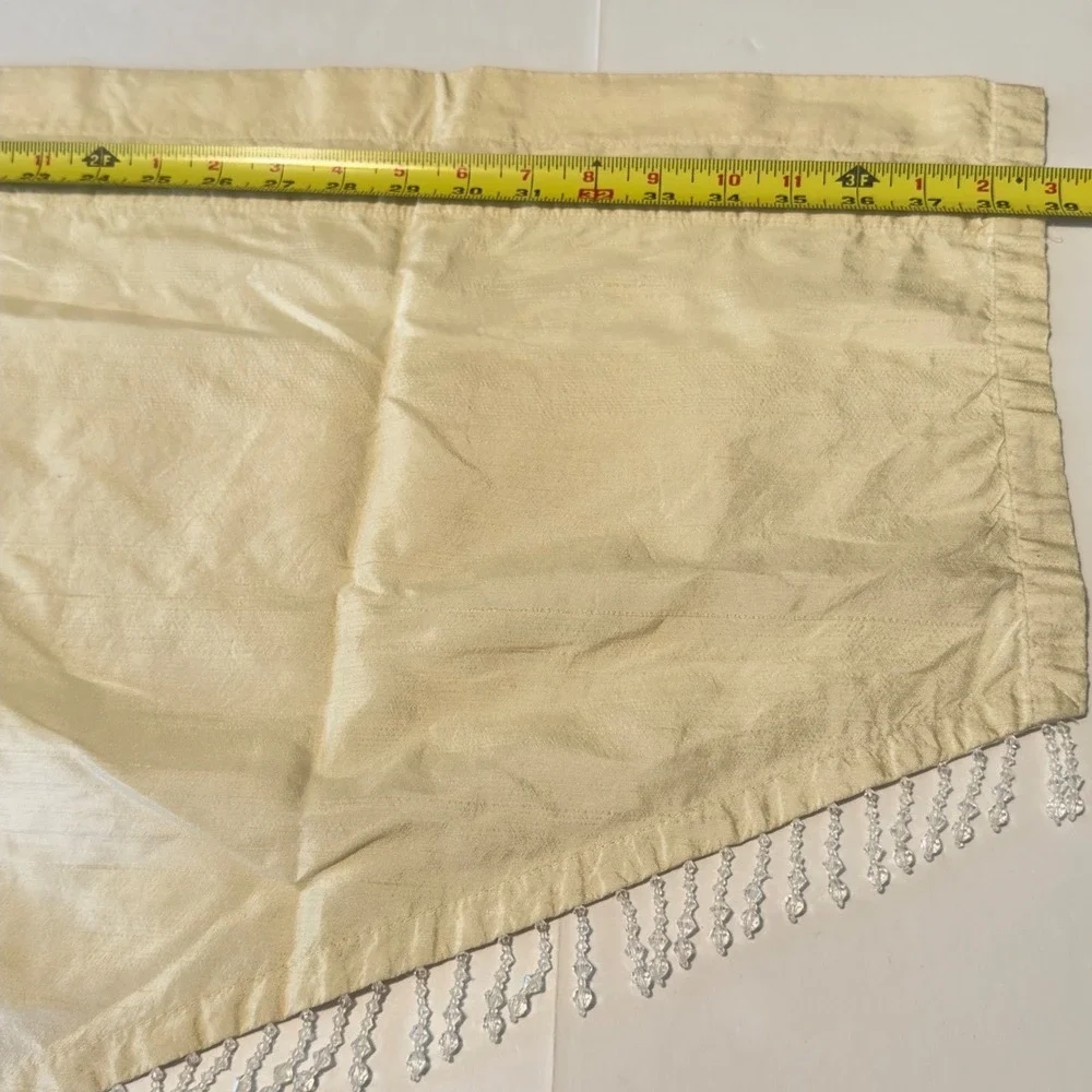 Champagne Silk Blend Beaded Fringe Pointed Window Valance 38